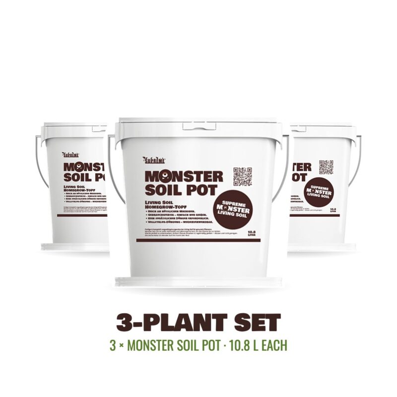Monster Soil Pot set de 3 plantas: tres macetas de living soil de 10,8 L
